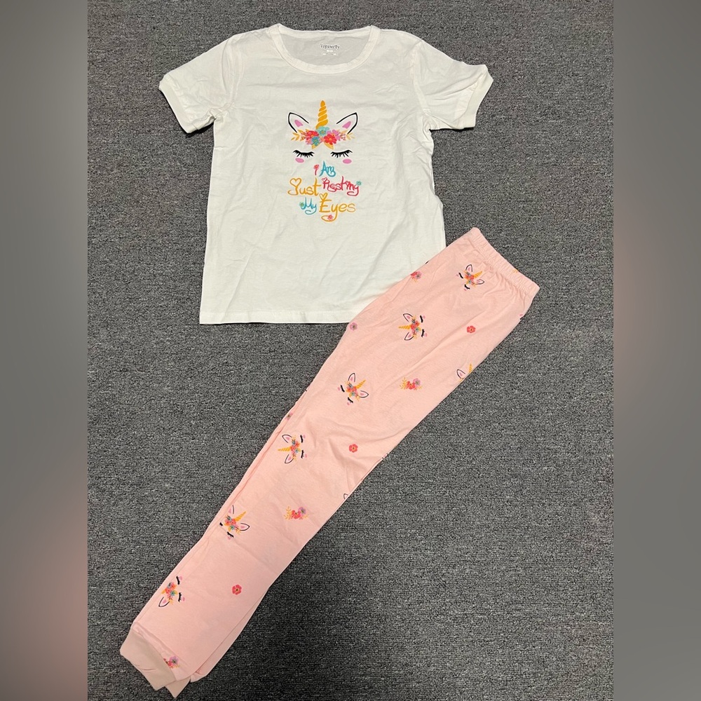 Magical Unicorn Kids Pajama Set - White and Pink